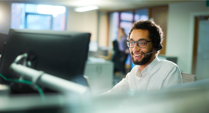 telesales professional on a call