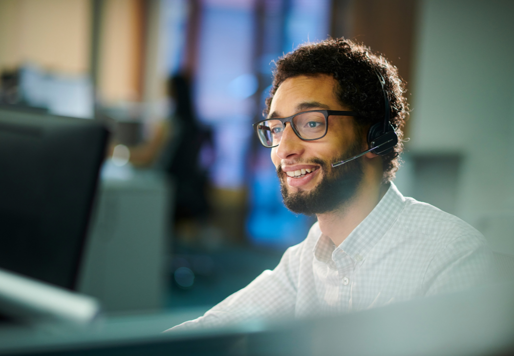Man in call centre